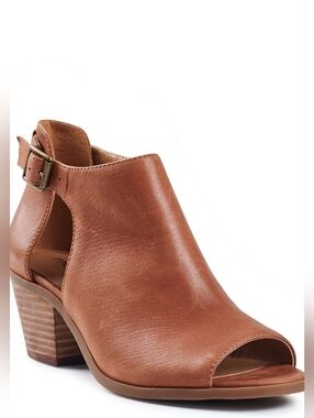 Lucky Brand Peep Toe Heeled Brown Boots, 8